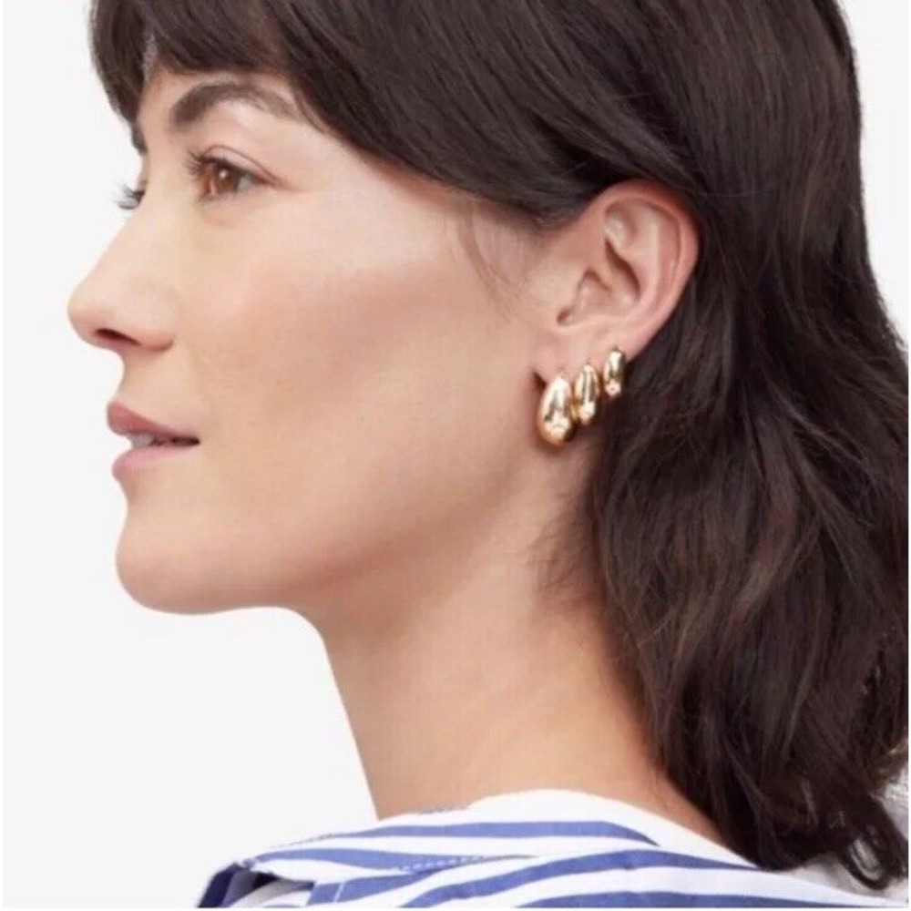 8 Other Reasons Gold Plated Half Moon Charlotte Hoop Set 3 Pair Earrings Set NEW